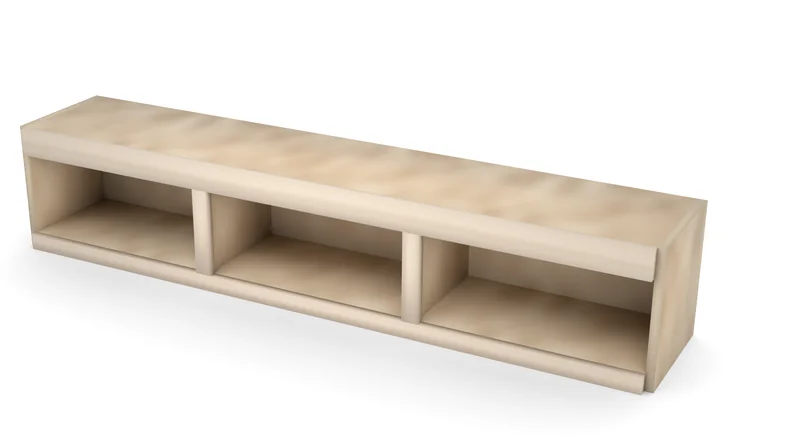 60" x 12" Entertainment Center Open Bridge, 3/4 view, unfinished