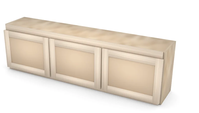 60" x 18" Entertainment Center Bridge with Doors, 3/4 view, unfinished