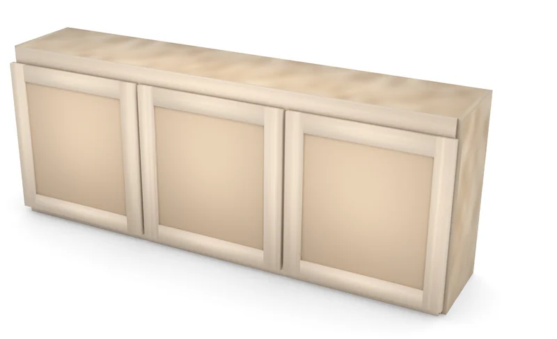 60" x 24" Entertainment Center Bridge with Doors, 3/4 view, unfinished