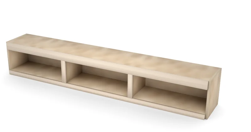 72" x 12" Entertainment Center Open Bridge, 3/4 view, unfinished