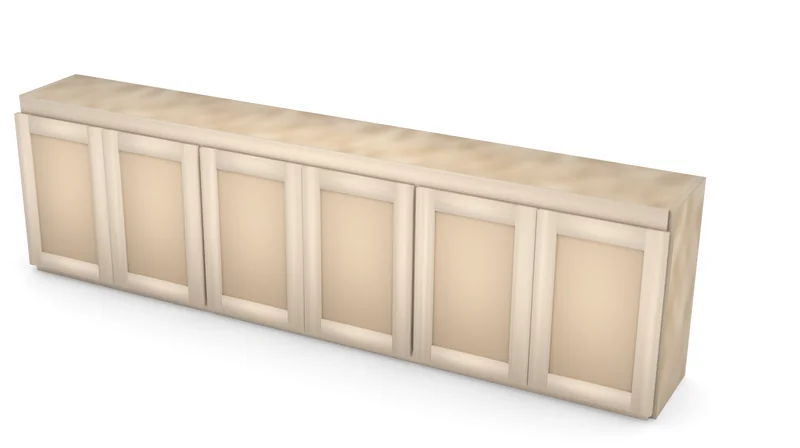 84" x 24" Entertainment Center Bridge with Doors, 3/4 view, unfinished