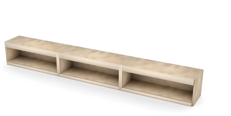 96" x 12" Entertainment Center Open Bridge, 3/4 view, unfinished