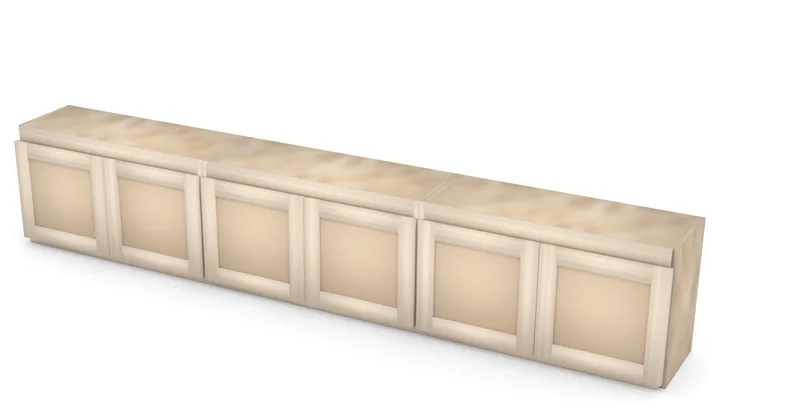 96" x 18" Entertainment Center Bridge with Doors, 3/4 view, unfinished
