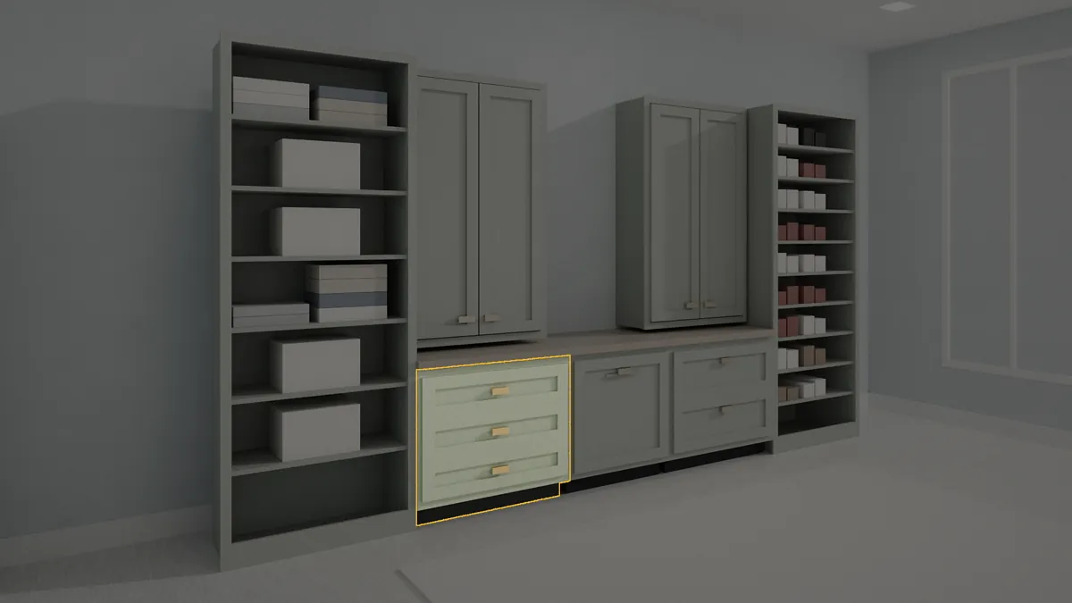 CL-DB3-30 shown in a finished walk-in closet