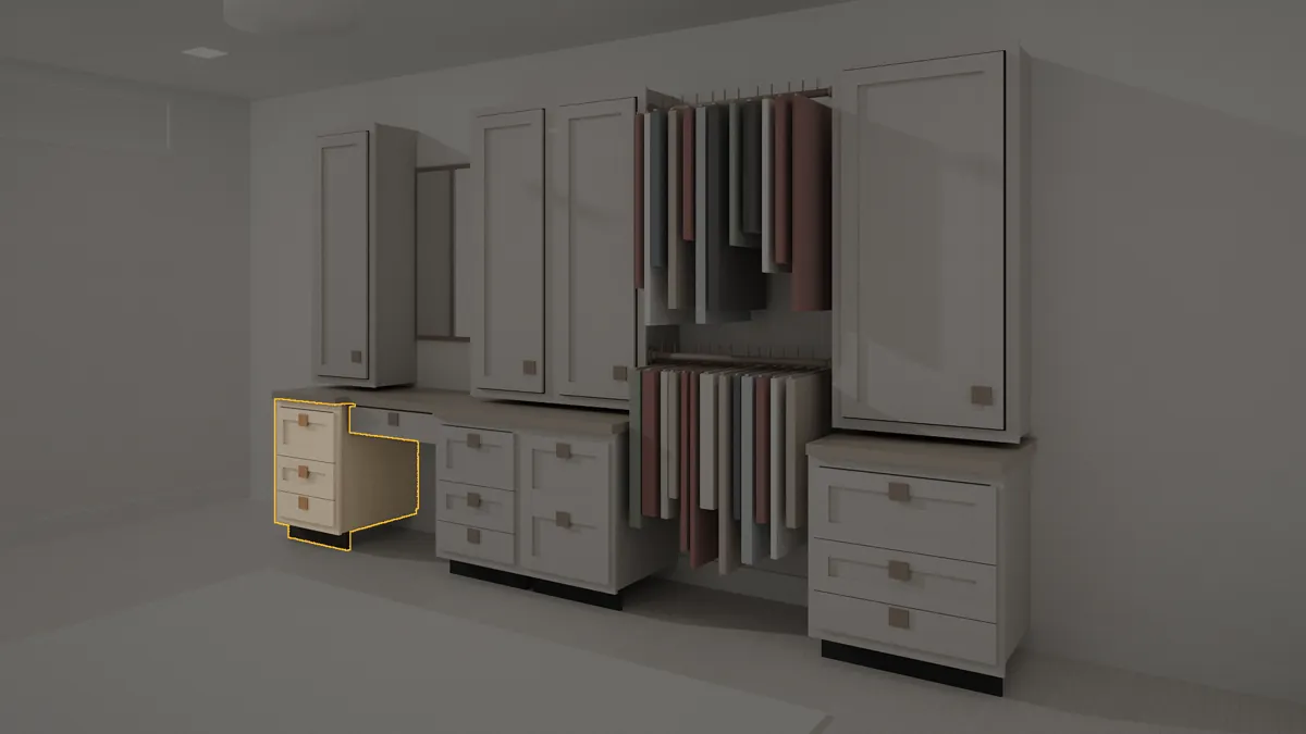 CL-DBG-18 shown in a finished walk-in closet