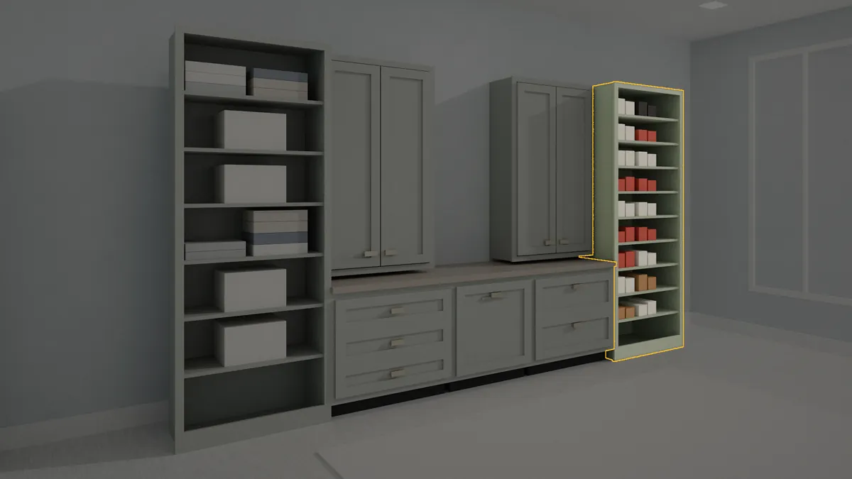 CL-SHOE-30 shown in a finished walk-in closet