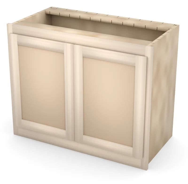 36" Entertainment Center Base, 3/4 view, unfinished