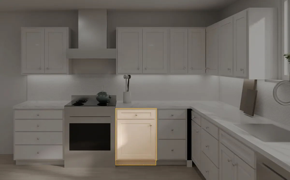 BH-B24 shown in a finished kitchen (scene 5, raised panel)