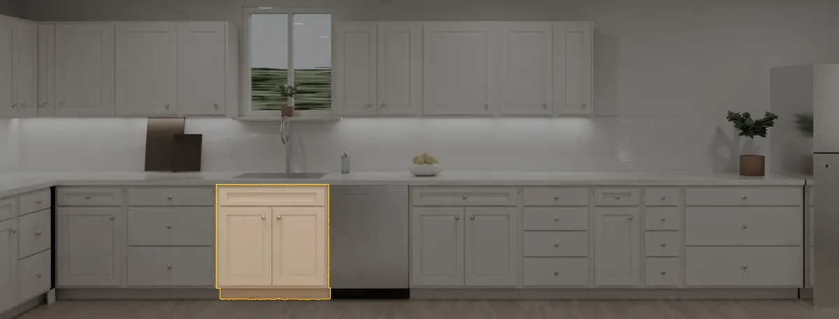 BH-SB33 shown in a finished kitchen (scene 5, raised panel)