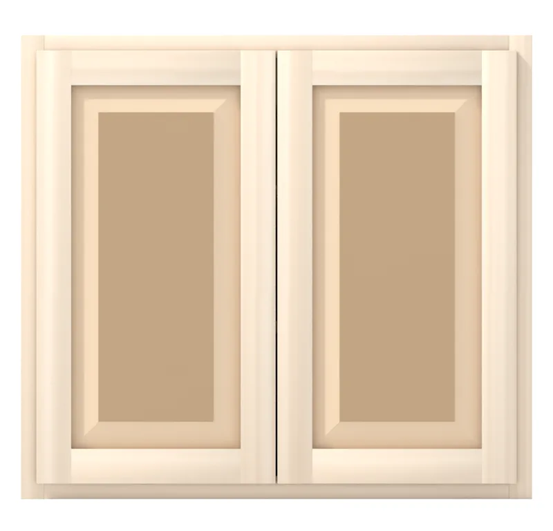33" wide x 30" tall wall cabinet, two doors, raised panel doors, front view, unfinished