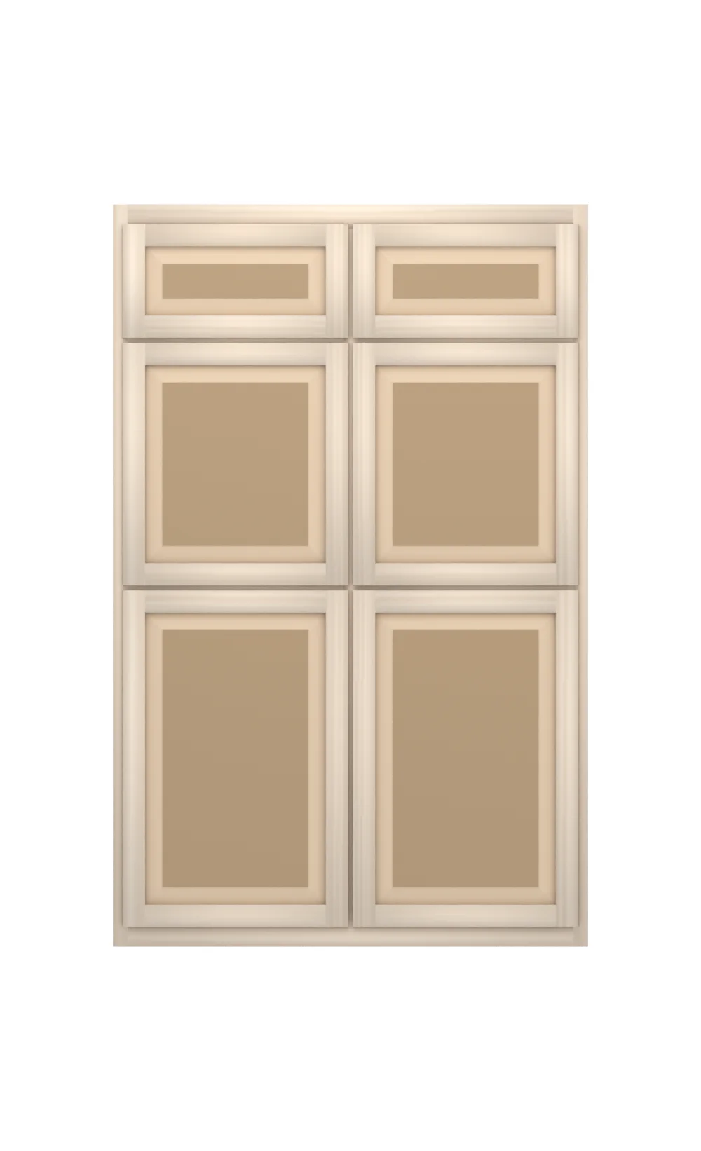 Ridgehollow 48" × 75" entertainment upper with doors, raised panel, front view, unfinished